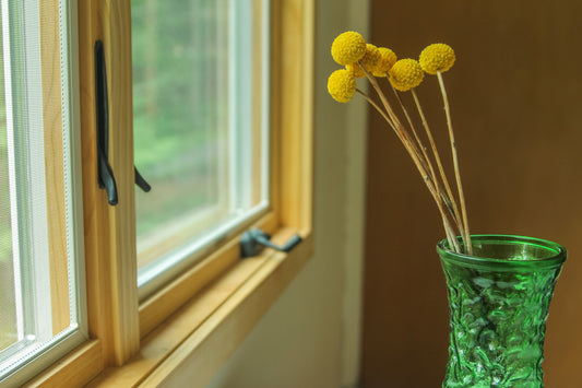 Crinkled Green Glass Vase